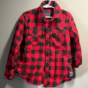 Duluth Trading Co Kids Red Plaid Button Down Shirt